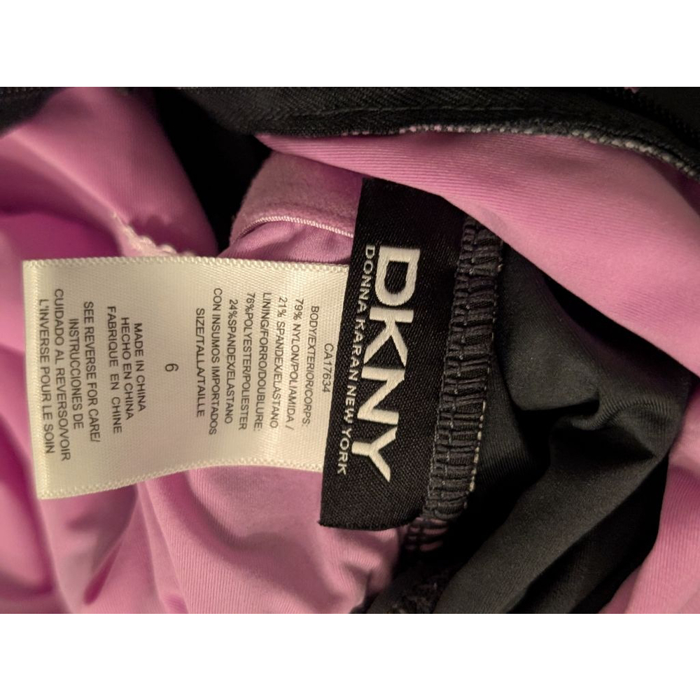 Women's DKNY Gray Pink Striped One Piece Swimsuit Size 6 - Picture 8 of 8